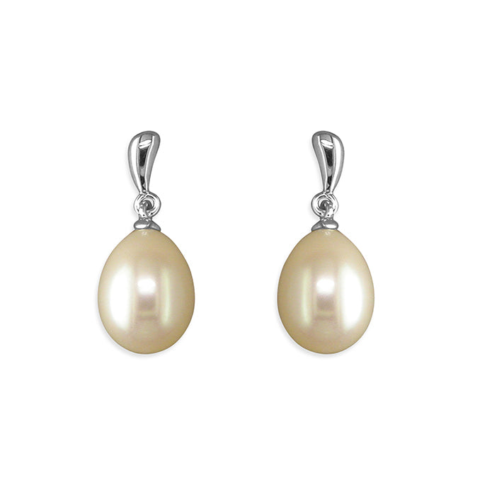 Silver and freshwater pearl drop earrings