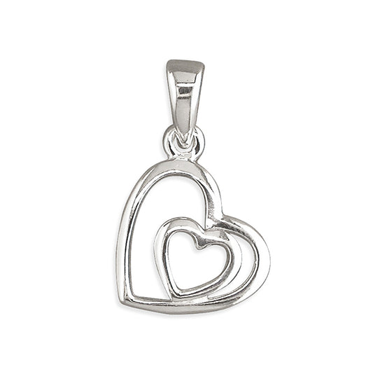 Silver Heart-within-a-heart pendant