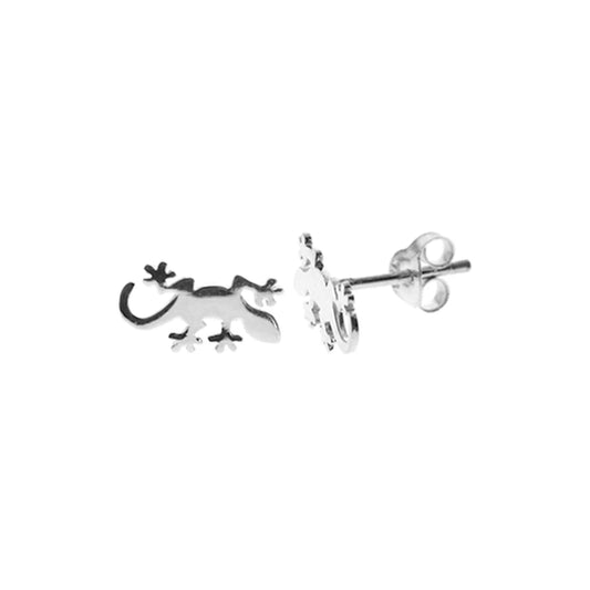 silver gecko flat stud earrings.