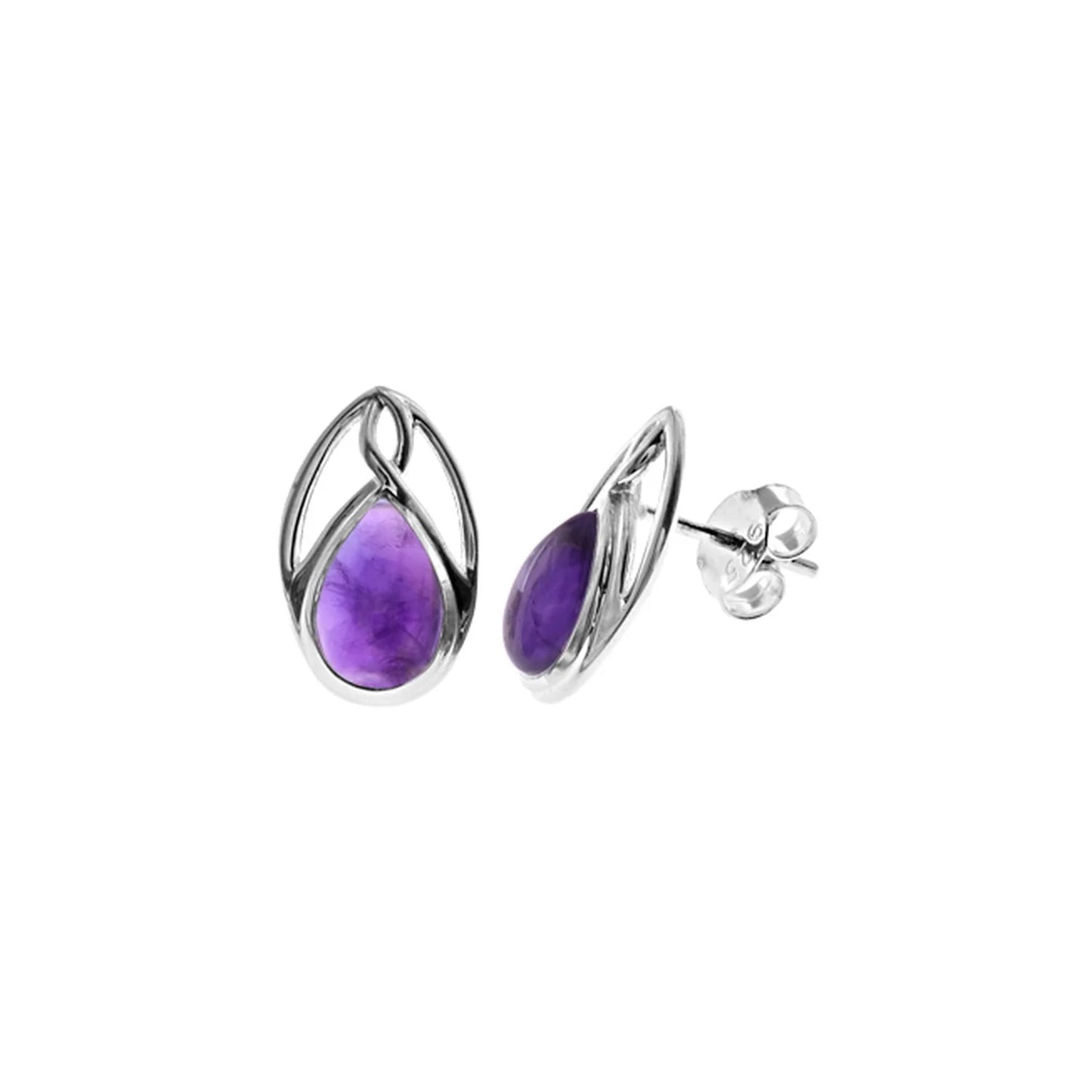 Silver and Amethyst Stud Earrings