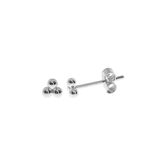 Silver Triple ball pyramid stud earrings.