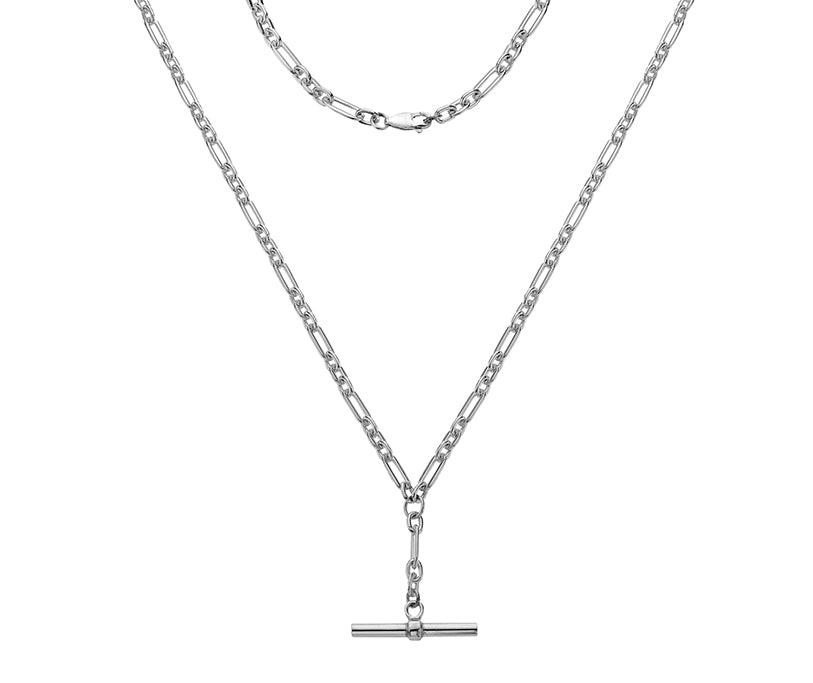 Silver Hammered 18'' Figaro necklace