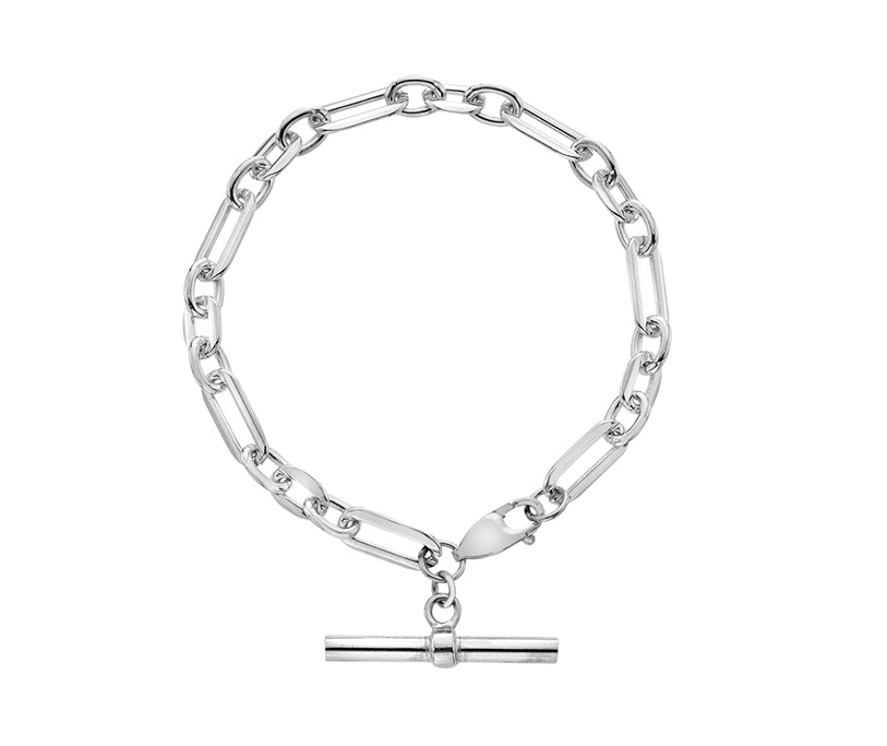 Silver Hammered 7.5'' Figaro Bracelet