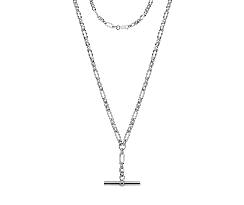 Silver Hammered 18'' Figaro necklace