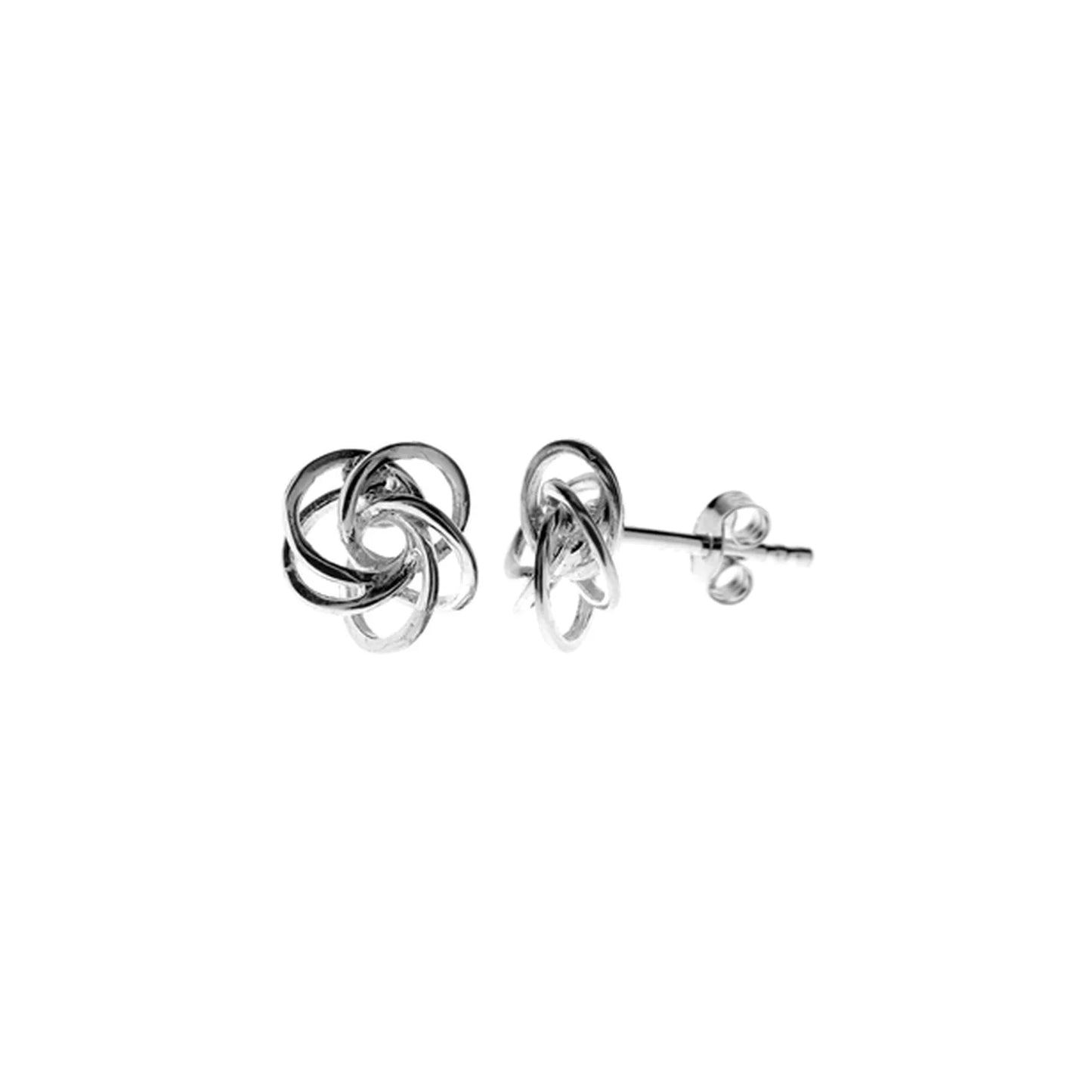 Silver linked orbit stud earrings