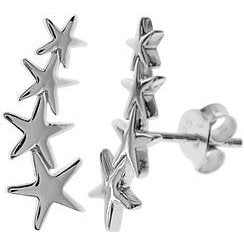 Silver shooting stars stud earrings.