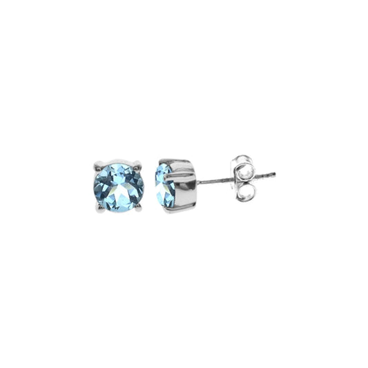 Silver and Blue Topaz facet round stud earrings