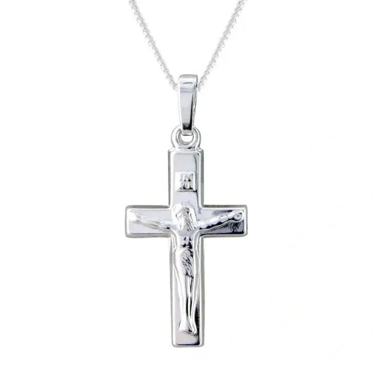 Silver polished crucifix pendant