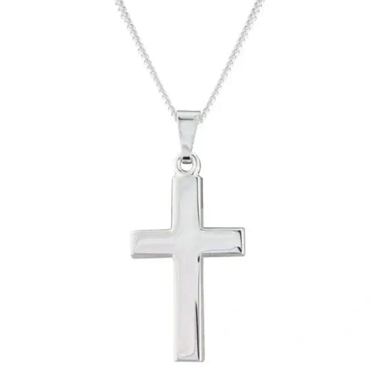 Silver wide plain cross pendant