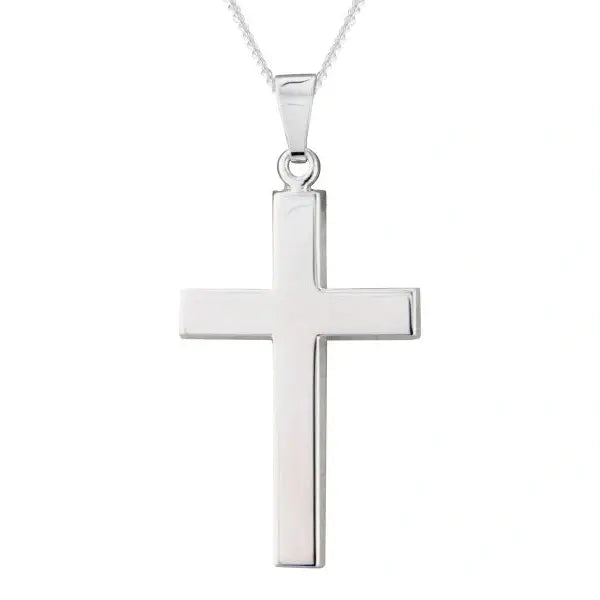 Silver wide plain cross pendant
