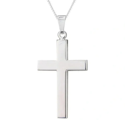 Silver wide plain cross pendant