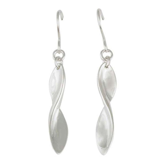 Silver twisted leaf design drop earrings