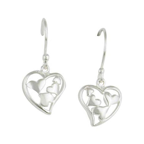 Silver heart drop earrings