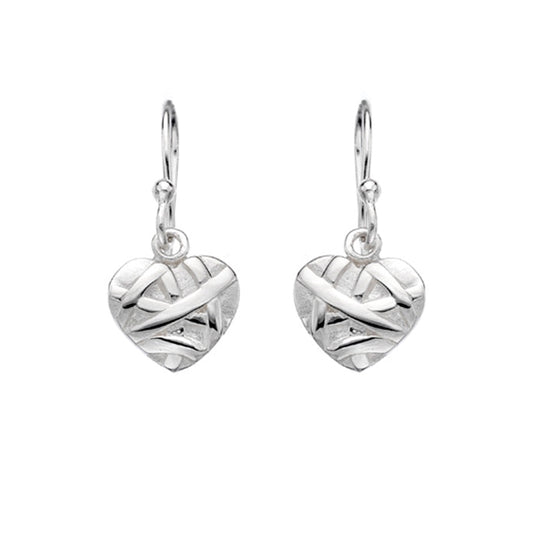 Silver heart drop earrings