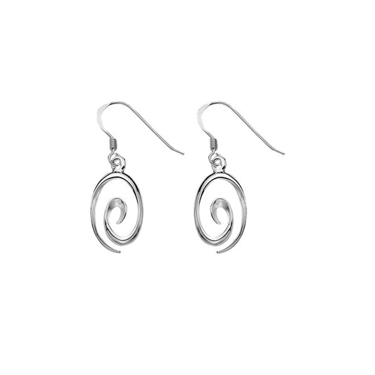 Silver swirl drop earrings