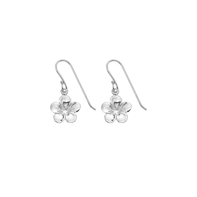 Silver flower drop earrings