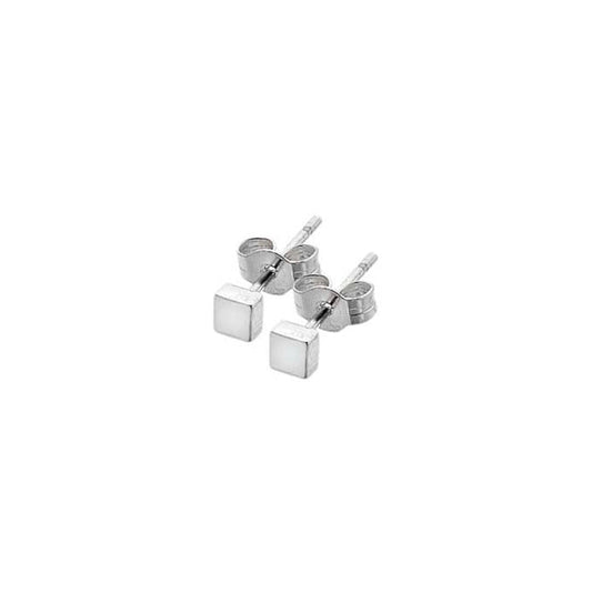 Silver cube stud earrings
