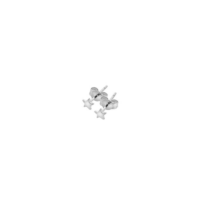 silver plain star stud earrings