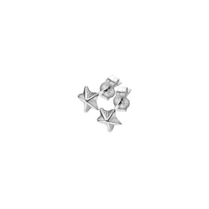 silver small pointy star stud earrings