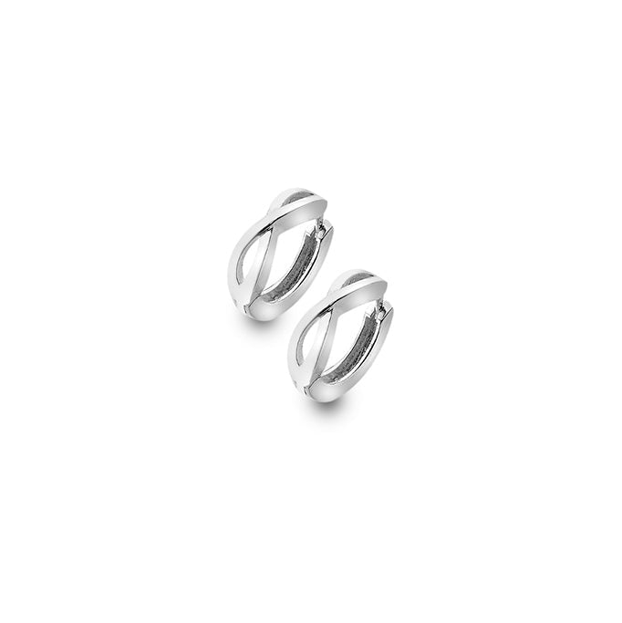 silver infinity style hoop earrings