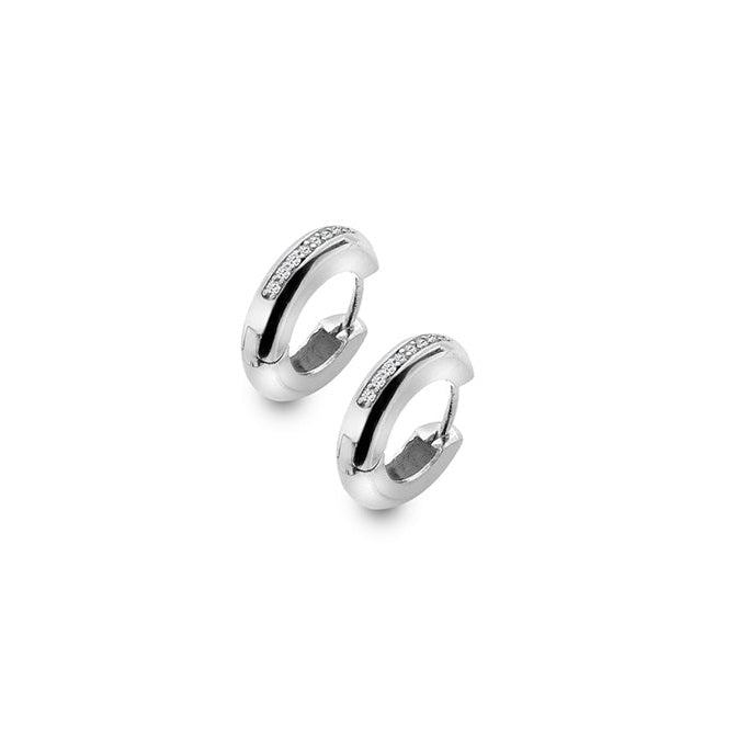 Silver Designer Chunky Cubic Zirconia Huggie Earrings
