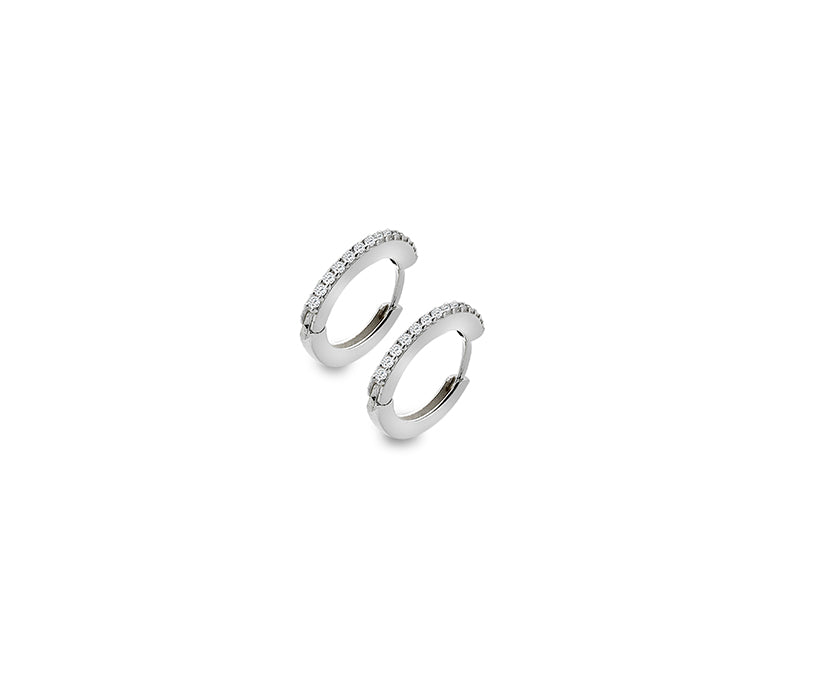 Silver Designer Slim Cubic Zirconia Huggie earrings