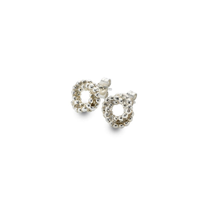 Silver knot design stud earrings