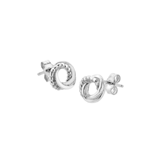 Silver knot design stud earrings