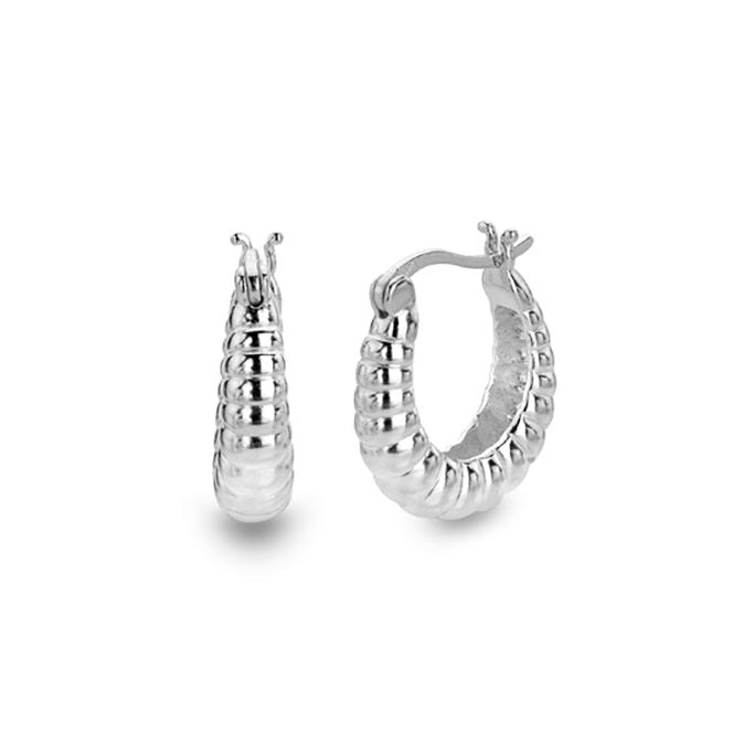 Silver Creole Rigged Huggie Earrings