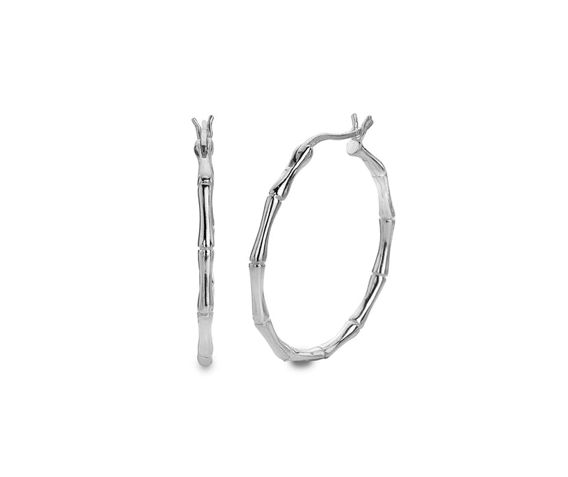 Silver Bamboo Hoop Earrings