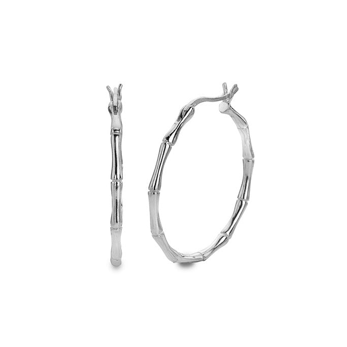 Silver Bamboo Hoop Earrings