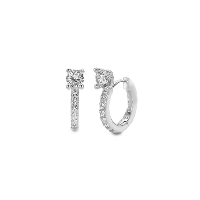 Silver and Cubic Zirconia huggies style hoop