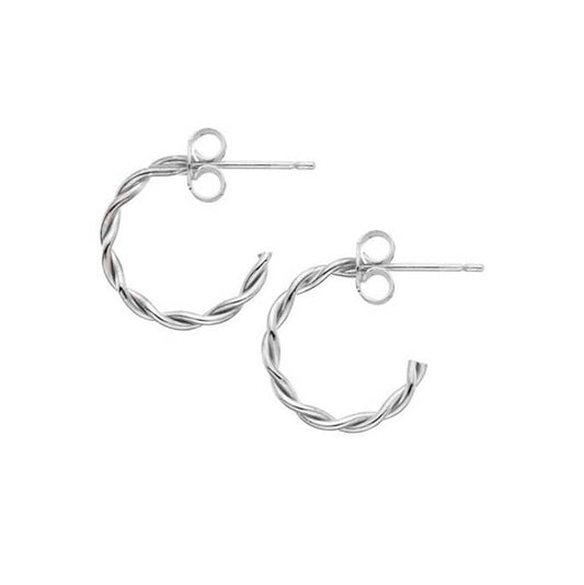 Silver twisted hoop earrings