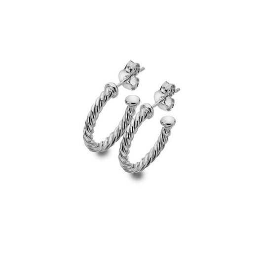 Silver twisted hoop earrings