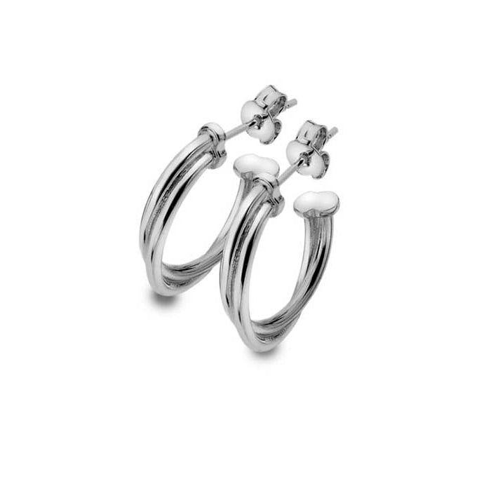 Silver double hoop earrings