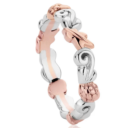 clogau silver and rose gold acorn and leaf design ring.