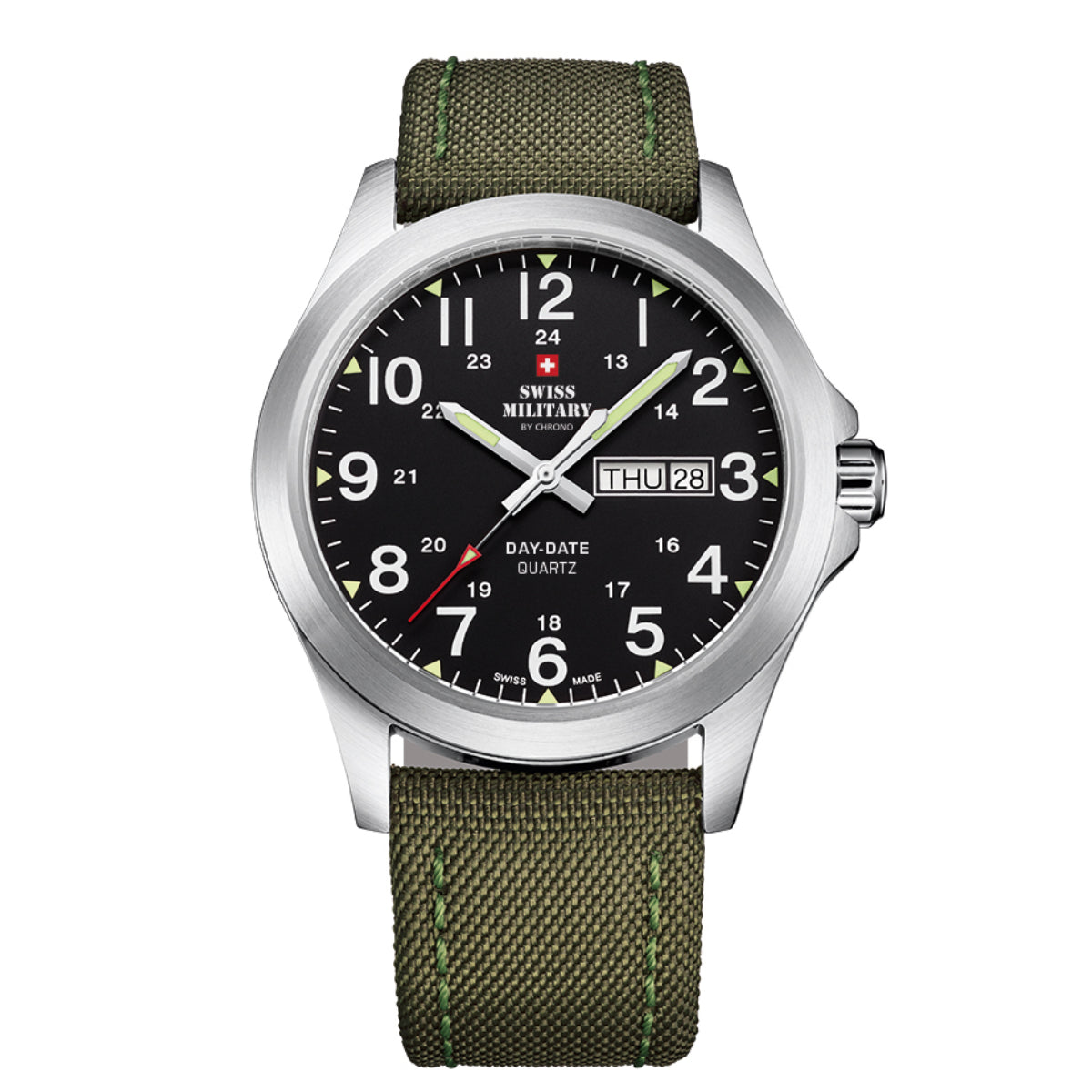 Swiss Military day date military style field Watch