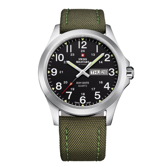 Swiss Military day date military style field Watch