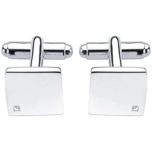 Silver and Diamond square crufflinks