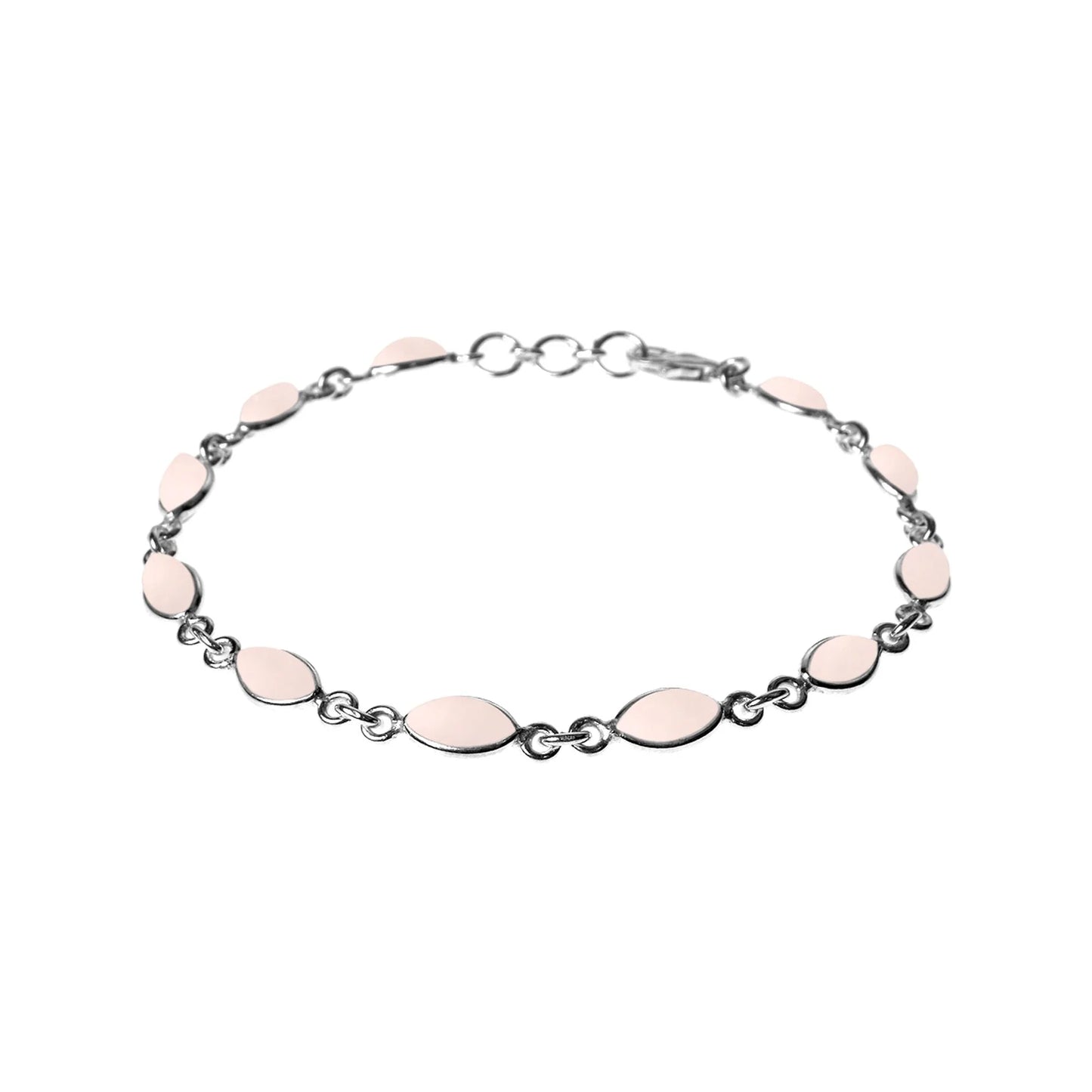 Silver and marquise Rose Quartz bracelet.