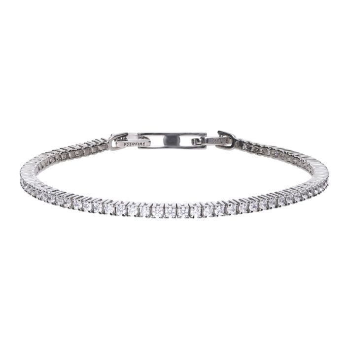 Silver and cubic zirconia fine tennis bracelet