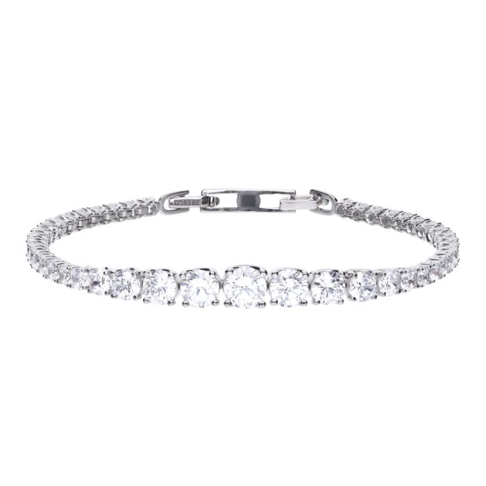 Silver and Cubic Zirconia graduated tennis bracelet