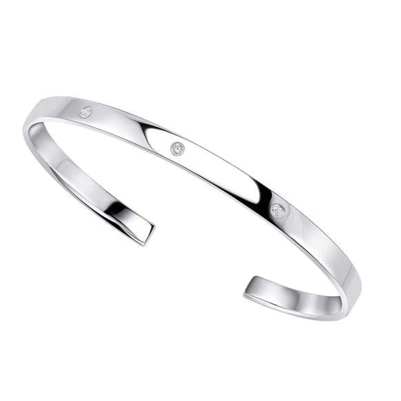 Silver Torque Bangle with Cubic Zirconia