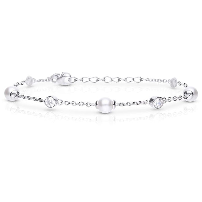 Diamonfire Silver Pearl Bracelet.