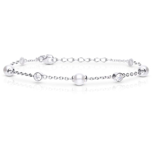 Diamonfire Silver Pearl Bracelet.