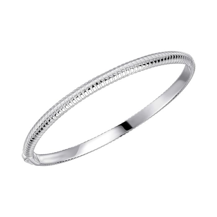 Silver striped hinged bangle