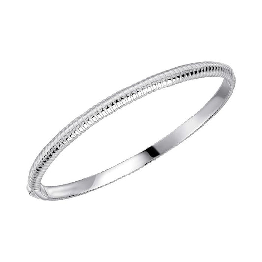 Silver striped hinged bangle