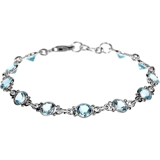 Silver and Blue Topaz round facet bracelet.