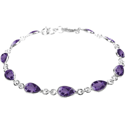 Silver and amethyst teardrop bracelet.