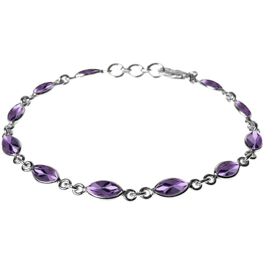 Silver and amethyst marquise faceted bracelet.